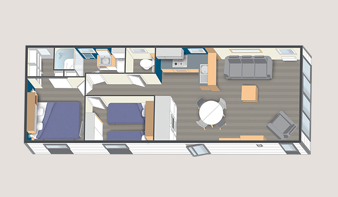 Implantation 11.10 tribord - 2 Chambres + Dressing