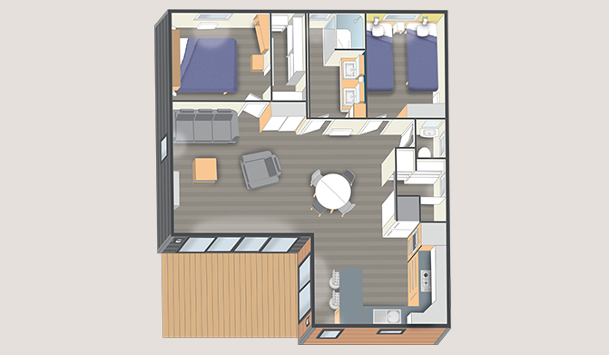 Implantation nautil DUO LADY - 2 Chambres + dressing