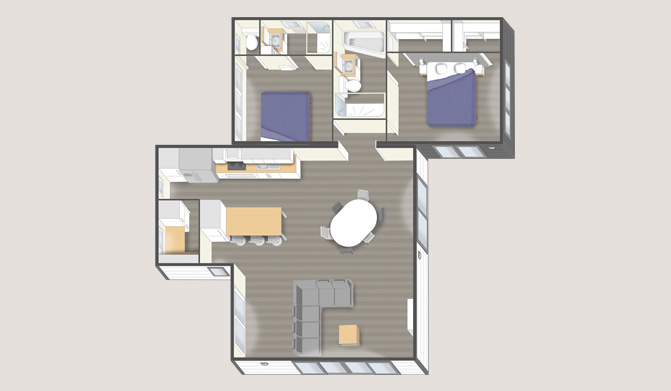 Implantation nautil Liberty Lodge - 2 chambres + dressing - 88 m